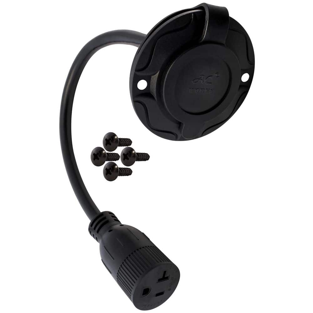 15A 125V NEMA 5-15P Flanged Power Input Inlet extension cord with Cover 1. 5ft 12 / 3 STW Indoor/Outdoor Cord in Black price history on PriceWatchPro