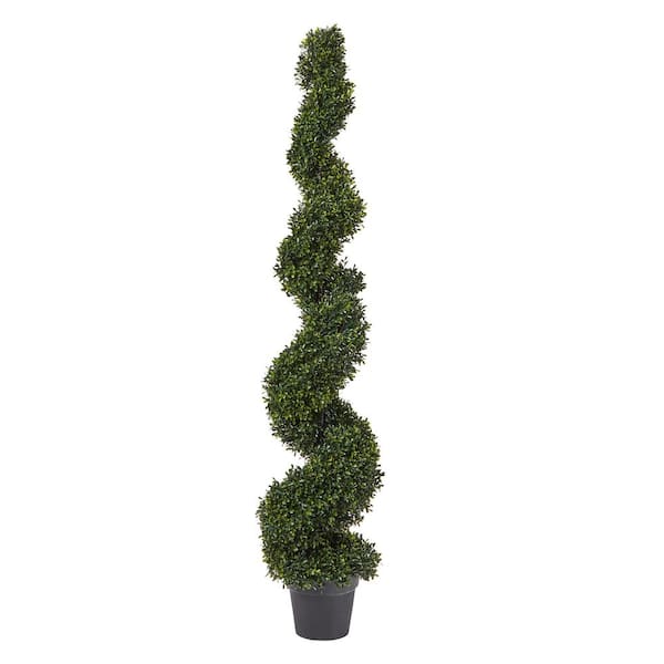 Pure Garden 60 in. Artificial Faux Boxwood Spiral Topiary