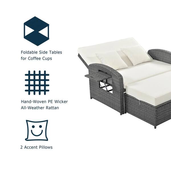 Lamerge Rattan Nightstand Set of 2, Wooden End Table, Modern Side Table  with 2 Storage Drawer, Accent Table for Living Room, Bedroom and Small  Spaces, 