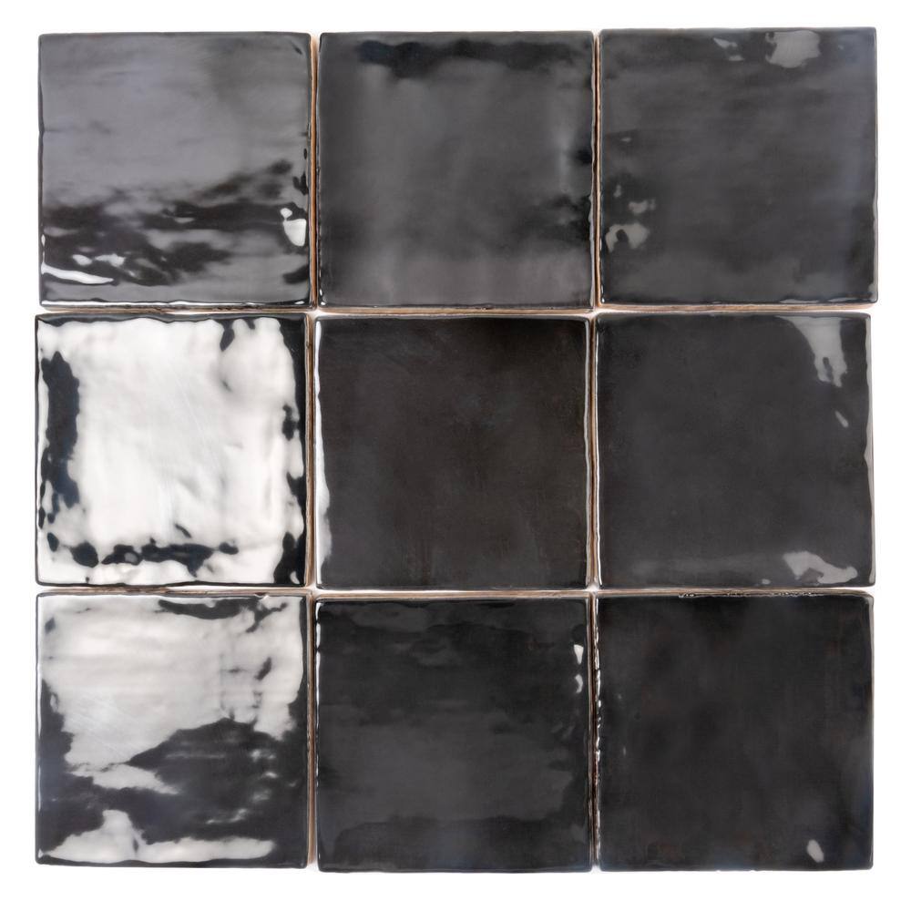 Silken Glossy Black Ceramic Square Wall and Floor Tile