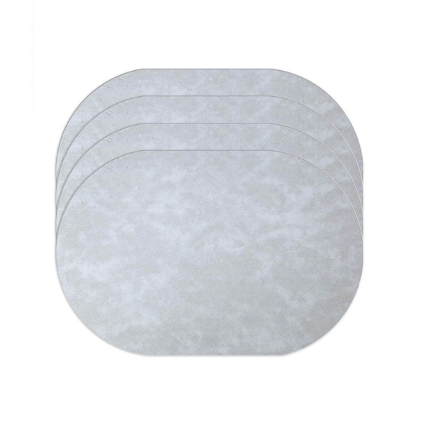 ilemong 11.8 in. W x 17.5 in. H Light Grey Oval Leather Heat Resistant Placemats Set of 4