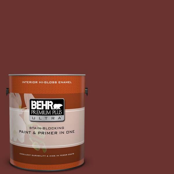 BEHR Premium Plus Ultra 1 gal. #BXC-69 Cimarron Hi-Gloss Enamel Interior Paint and Primer in One