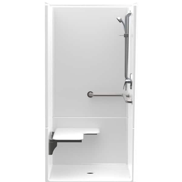 Aquatic Accessible AcrylX 36 in. x 36 in. x 75 in. 2-Piece Shower Stall with Left Seat & Center Drain in White