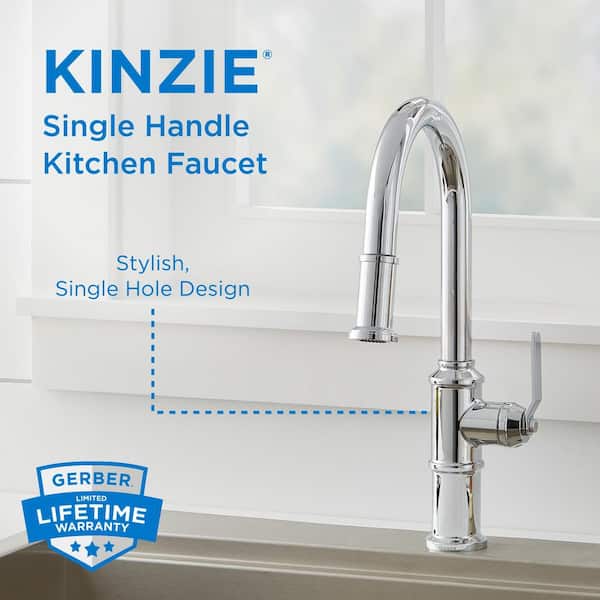 Kinzie Single Handle Pull Down Sprayer Kitchen Faucet in Chrome