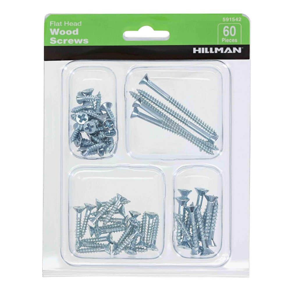 Hillman Zinc Flat Head Phillips Wood Screw Assorted Kit (60-Pack