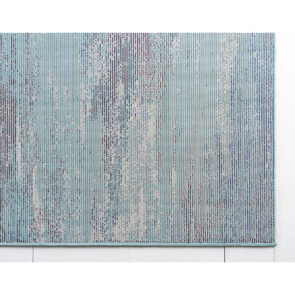 Blue and Gray Abstract Rectangular Area Rug