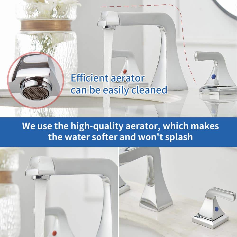 Polished Chrome Widespread 2-Handle Bathroom Sink Faucet