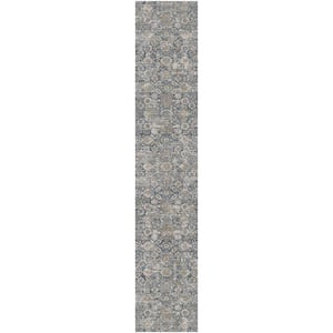 Nyle Charcoal 2 ft. x 10 ft. Distressed Transitional Runner Area Rug