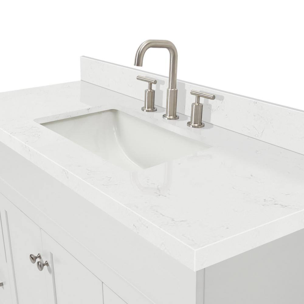 Hamlet 54" White Quartz Top Single Basin Freestanding Vanity