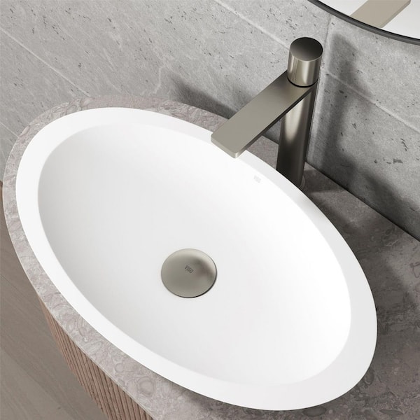 Vessel Bathroom Sink Pop-Up Drain and Mounting Ring in Brushed Nickel