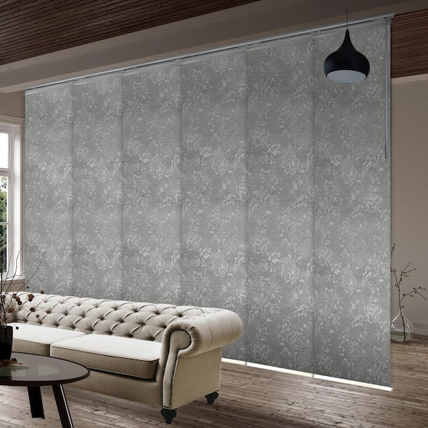 EMOH Jasmine 70 in. - 130 in. W x 94 in. L Adjustable 6- Panel White Single Rail Panel Track with 23.5 in. Slates