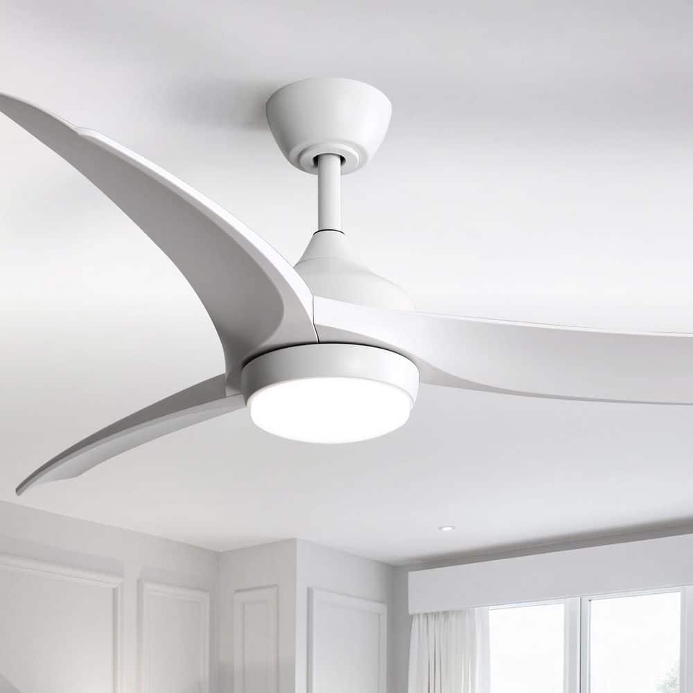 52 in. Integrated LED Indoor/Outdoor White Downrod Ceiling Fan with Dimmable Light Kits and 6-Speed DC Remote Control price history on PriceWatchPro