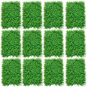 15 .74 in. x 23.62 in. Green Artificial Boxwood Hedge Greenery Panels Backdrop Fence Privacy Screen (12-Piece)
