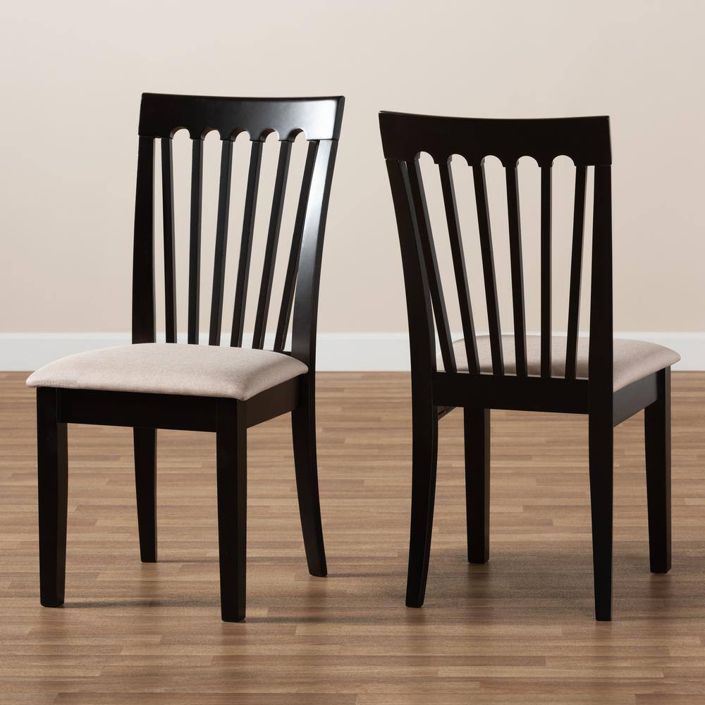 Espresso Brown and Sand Modern Comfort Wood Dining Chair Set
