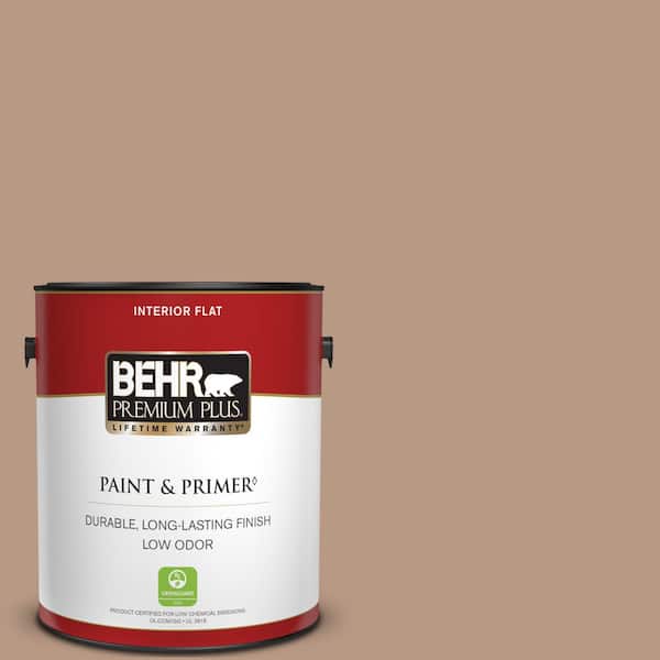 BEHR PREMIUM PLUS 1 gal. #250F-4 Stone Brown Flat Low Odor Interior Paint & Primer