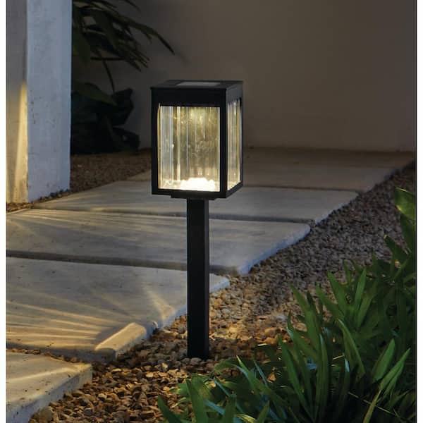 Hampton Bay Windy Ridge 10 Lumen Black LED Weather Resistant Outdoor Solar Path Light with Plastic Lens