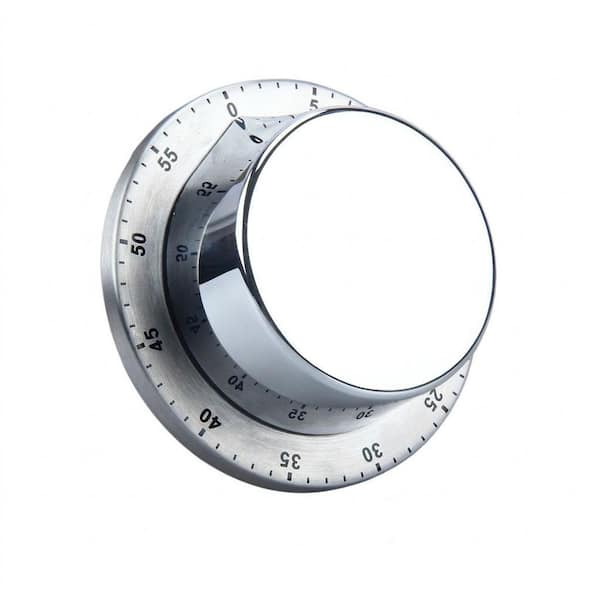 Mechanical Silver Magnetic Kitchen Timer Loud Alarm Stainless Steel Saucer Shape Display Cooking Timer 1-Pack