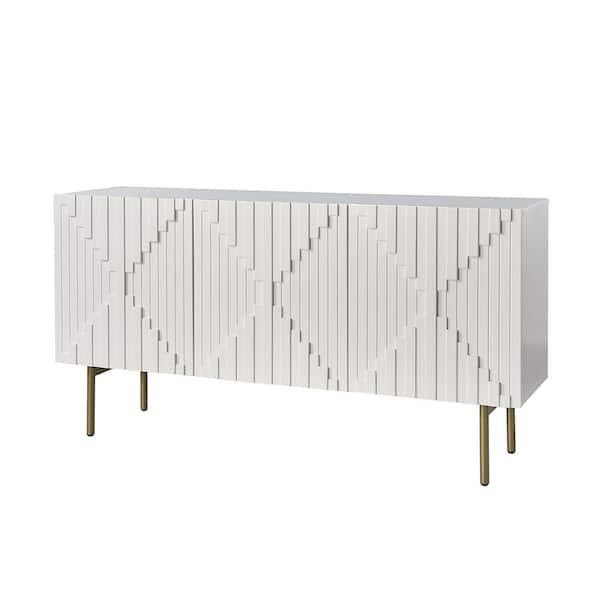 JAYDEN CREATION Victoria White Modern 58 in. Wide Sideboard with Cable Management, Adjustable Feet