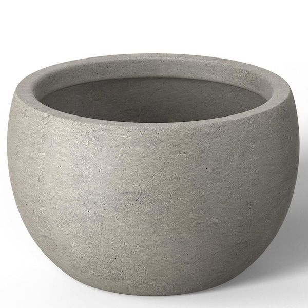 Sapcrete 16 in. Medium Light Gray(Enhanced Interior) Concrete Round Planter / Pot with Drainage Holes
