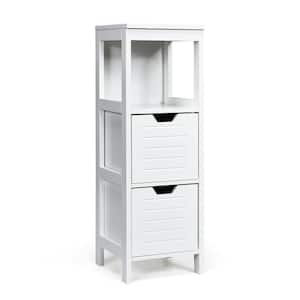 12 in. W x 12 in. D x 35 in. H White Wood Storage Freestanding Bathroom Linen Cabinet with Drawers in White