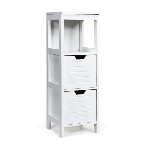 FORCLOVER 12 in. W x 12 in. D x 35 in. H White Wood Storage ...