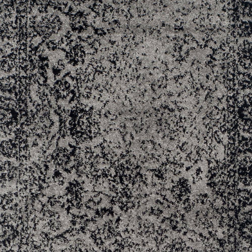 Grey and Black Hand-knotted Synthetic Runner Rug