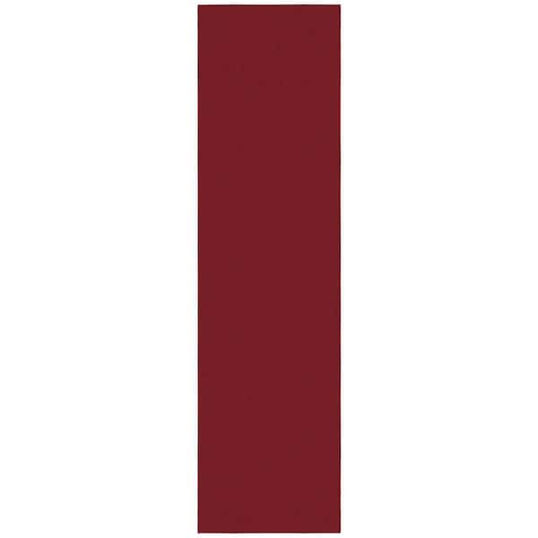 Ottomanson Ottohome Collection Non-Slip Rubberback Modern Solid Design 3x10 Indoor Runner Rug, 2 ft. 7 in. x 9 ft. 10 in., Red