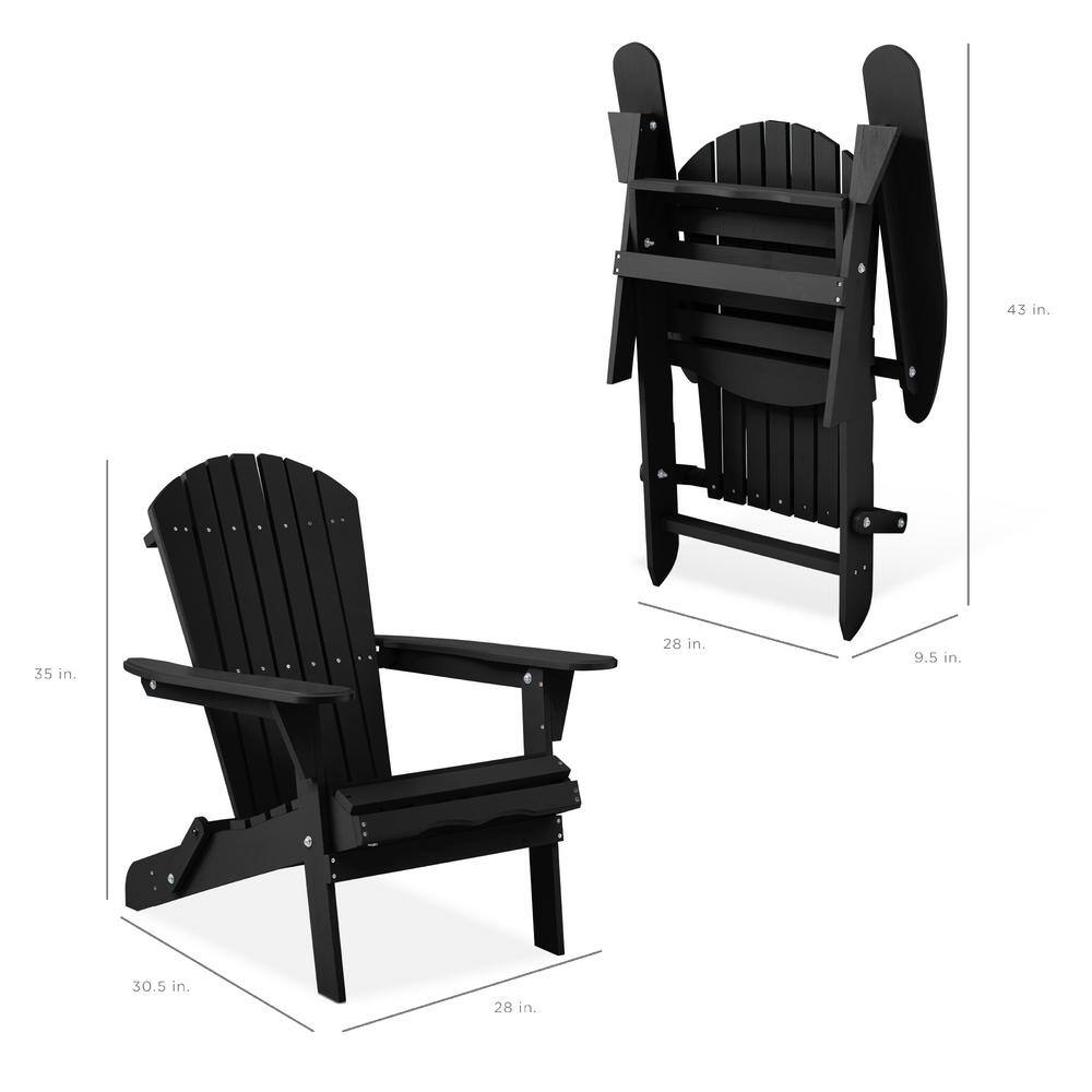 Black Folding Wooden Adirondack Chair with Arms