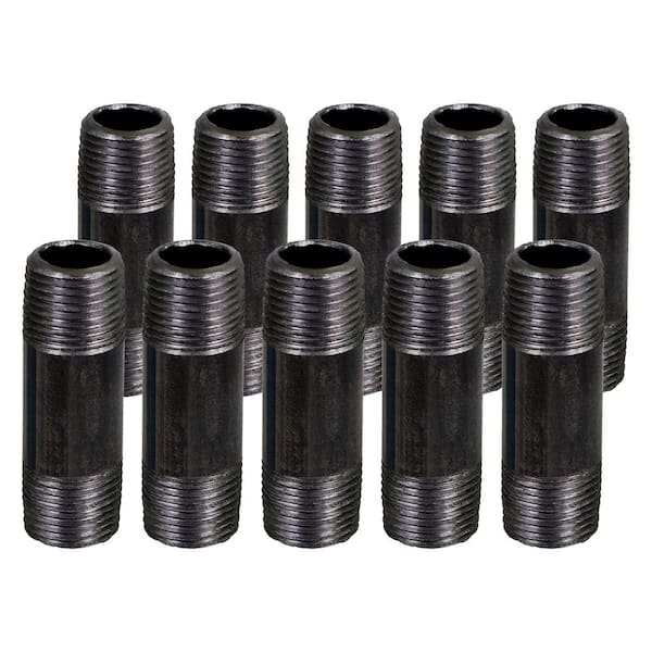 The Plumber's Choice Black Steel Pipe, 1/8 in. x 4 in. Nipple Fitting (Pack of 10)