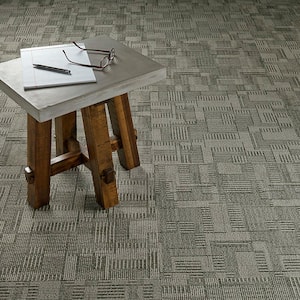 Royce - Gridlock - Gray Commercial/Residential 24 x 24 in. Glue-Down Carpet Tile Square (72 sq. ft.)