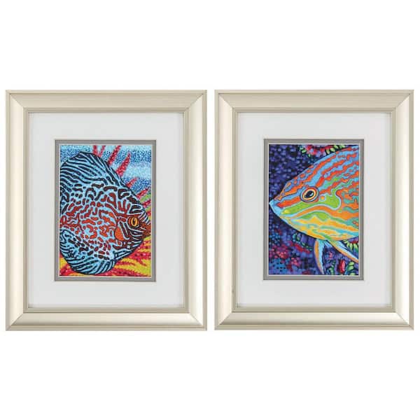 HomeRoots 10 in. X 12 in. Champagne Gold Gallery Picture Frame Tropical Fish (Set of 2)