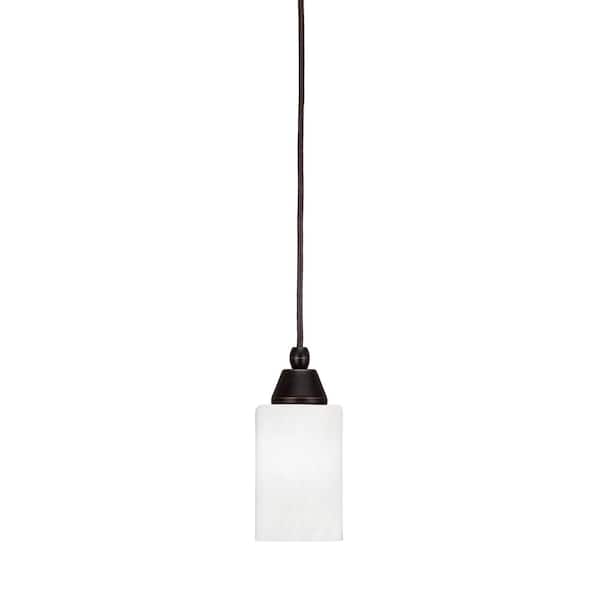 Unbranded Bryson 4 in. 1-Light Dark Granite Cord Pendant Light with 4 in. White Marble Glass Shade, no bulb included