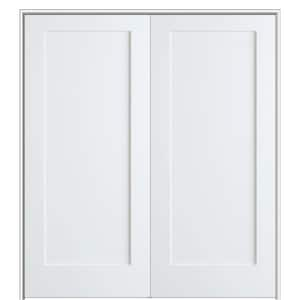 Shaker Flat Panel 36 in. x 80 in. Both Active Solid Core Primed Composite Double Prehung French Door w/ 4-9/16 in. Jamb