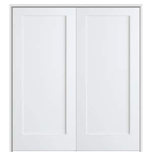 Shaker Flat Panel 36 in. x 80 in. Both Active Solid Core Primed Composite Double Prehung French Door w/ 6-9/16 in. Jamb