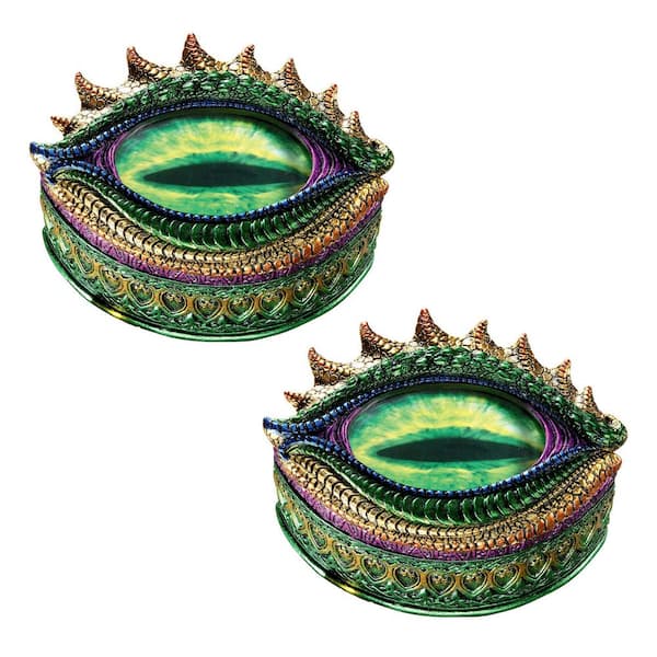 Design Toscano 4 in. H Multi-Color Eye of the Evil Dragon Sculptural Box: Set of Two