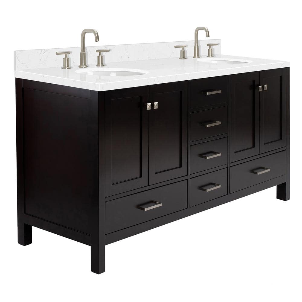 Espresso 72" Double Basin Freestanding Vanity with Quartz Top
