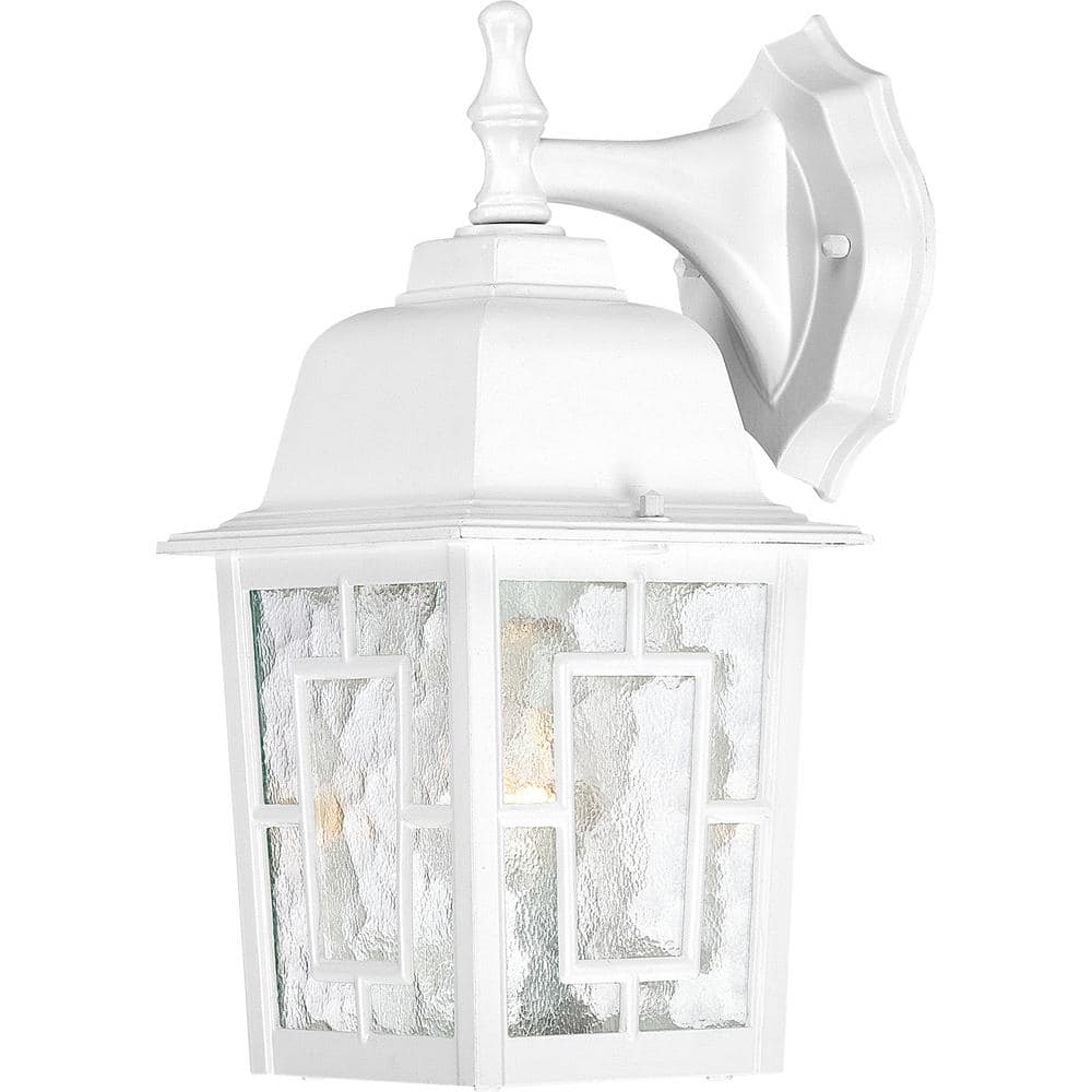 Bronze and White Metal Outdoor Lantern Wall Light