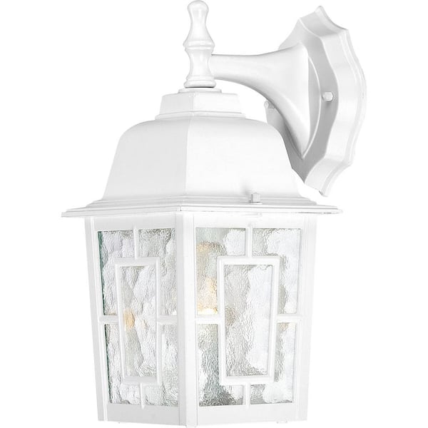 1-Light White Outdoor Wall Lantern Sconce