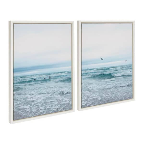 Kate and Laurel Sylvie Ocean Swim Left and Right by Stephanie Klatt 2-Piece Framed Art Print 18 in. x 24 in.