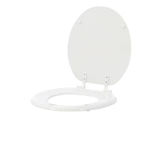 Round Closed Front Enameled Wood Toilet Seat in White