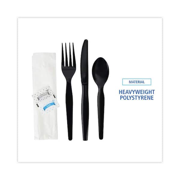 Individually Wrapped Heavyweight Cutlery Set, Fork/Knife/Spoon, 250/Carton