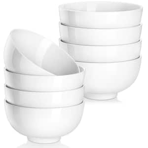 8-Piece 15 oz. White Porcelain Dinnerware Set 5 in. Cereal Bowls (Service for 8)