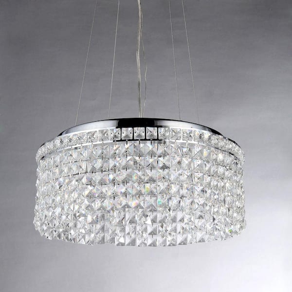 Warehouse of Tiffany Melinda Crystal 4-Light Chrome Pendant