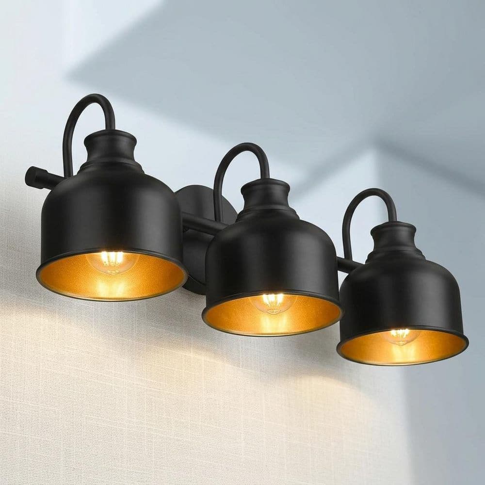 3-Light E26 Matte Black Metal Vanity Wall Sconce Industrial Barn Shade Wall Pack Light Bathroom Fixture price history on PriceWatchPro