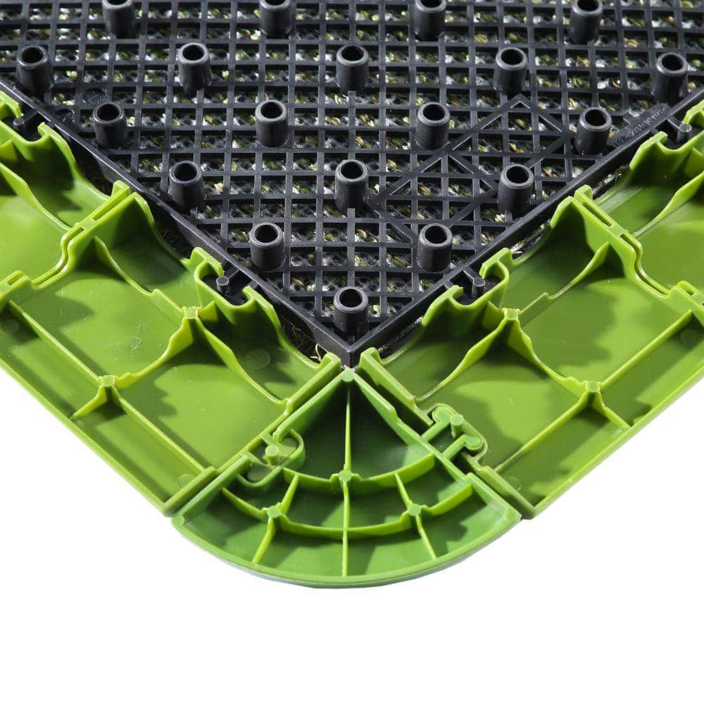 Green Plastic Interlocking Deck Tile Edge Kit, 12" x 3"