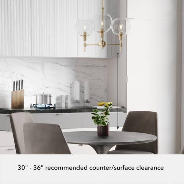 Hunter Xidane 3-Light Alturas Gold Crystal Chandelier with Clear Glass Shades