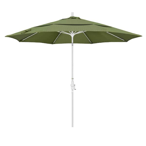 California Umbrella 11 ft. Fiberglass Collar Tilt Double Vented Patio Umbrella in Terrace Fern Olefin