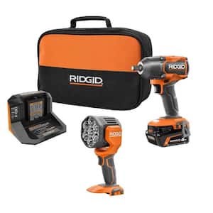 18V Cordless 2-Tool Combo Kit w/ Brushless 1/2 in. Impact Wrench, Spotlight, 4 Ah MAX Output Battery & Charger