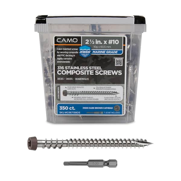 #10 2-1/2 in. 316 Stainless Steel Star Drive Dark Brown Composite Deck Screws (350-Count)