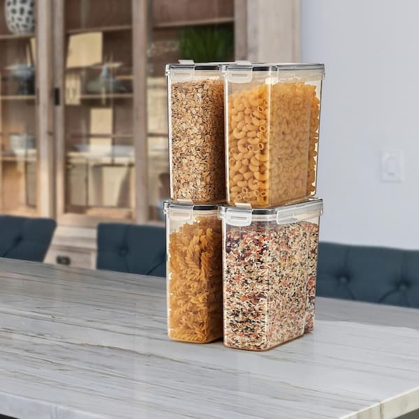 Airtight Food Storage Dispensers for Beans, Pasta, Cereals, and More-4 Pack (2 l /8.4 Cups)
